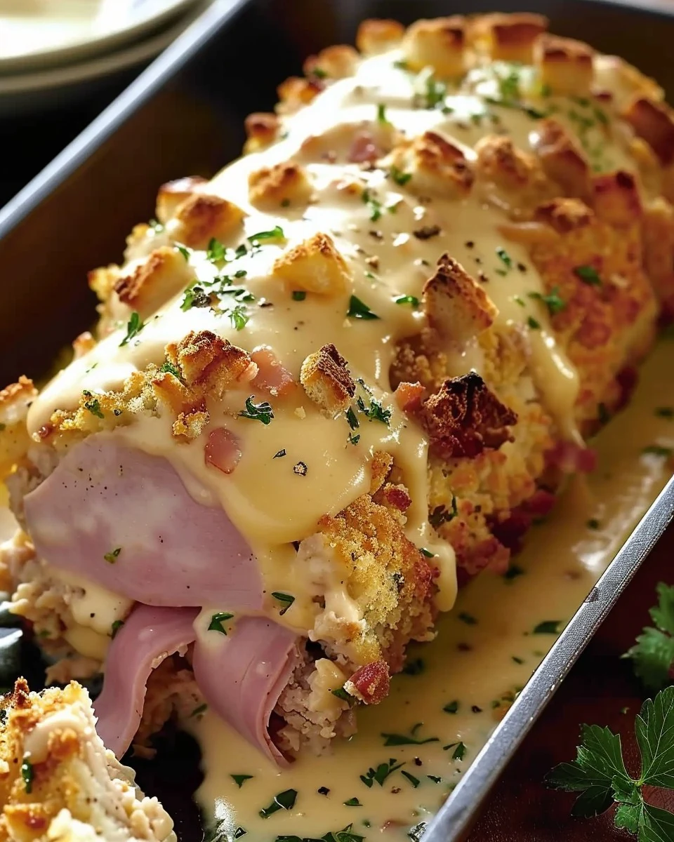 Delicious Chicken Cordon Bleu Meatloaf Recipe finished dish