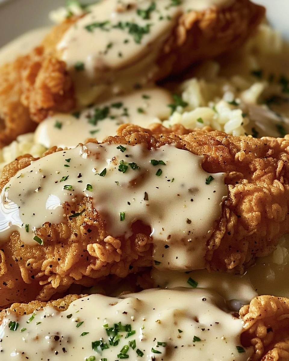 Delicious Chicken-Fried Chicken with White Gravy Recipe finished dish
