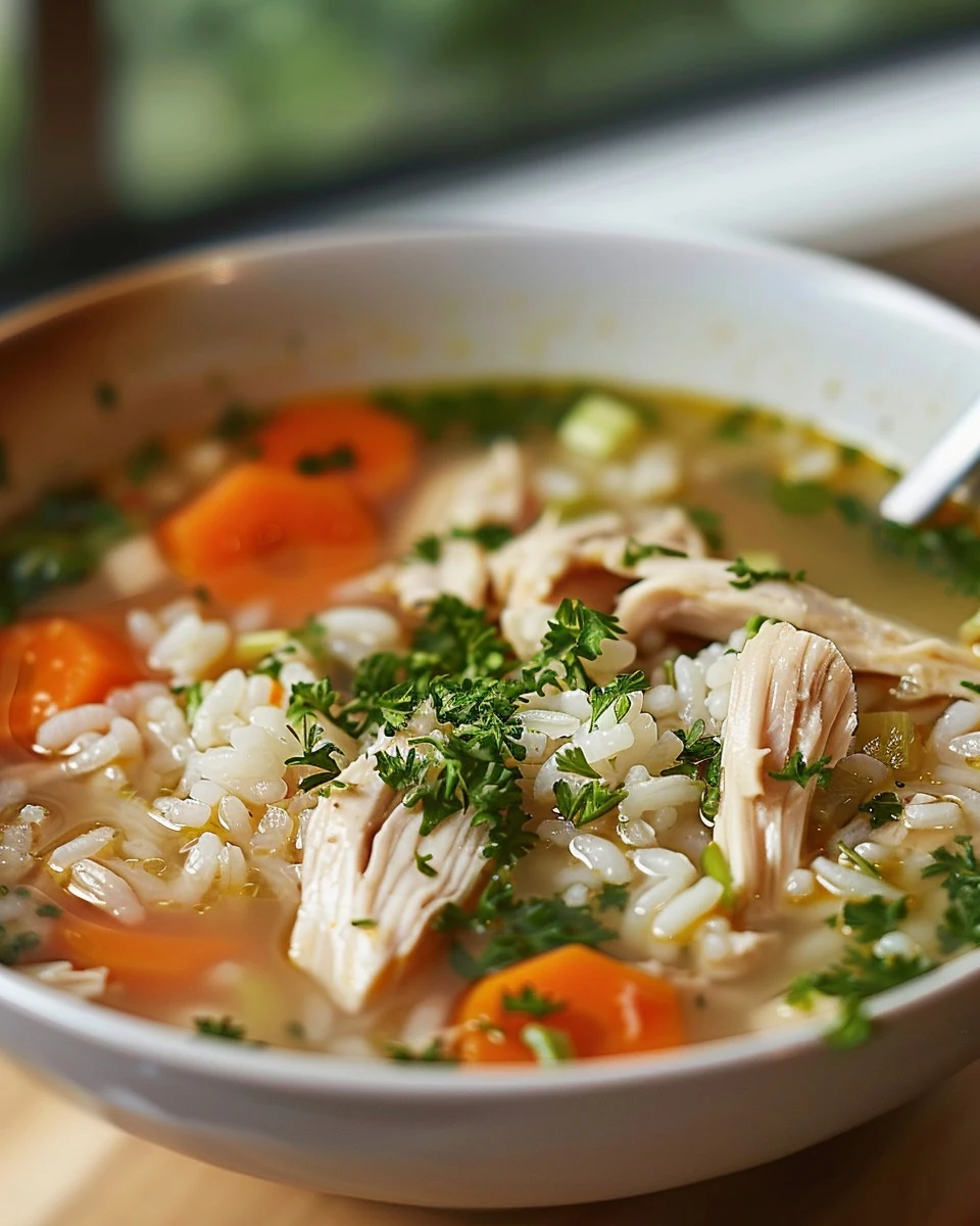 Delicious Chicken Rice Soup Recipe for Comforting Meals finished dish