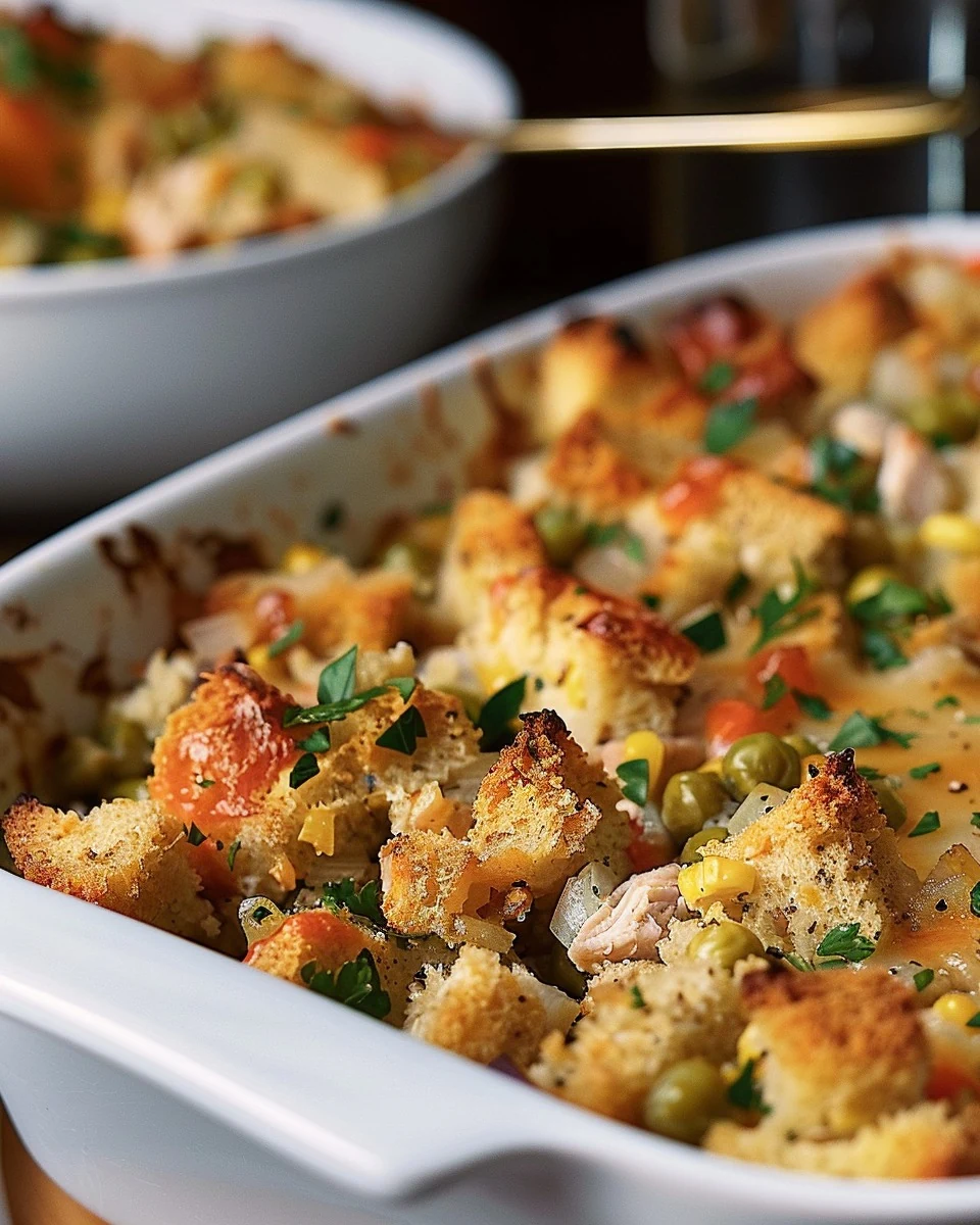 Delicious Chicken Stuffing Casserole Recipe finished dish