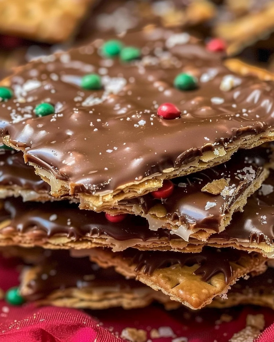 Delicious Christmas Crack Saltine Cracker Toffee Recipe finished dish
