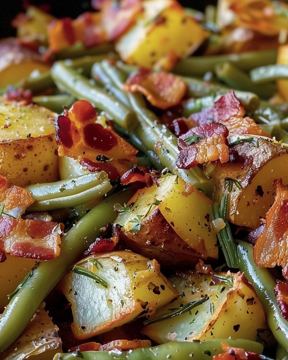 Delicious Country Ranch Green Beans n Potatoes with Bacon finished dish