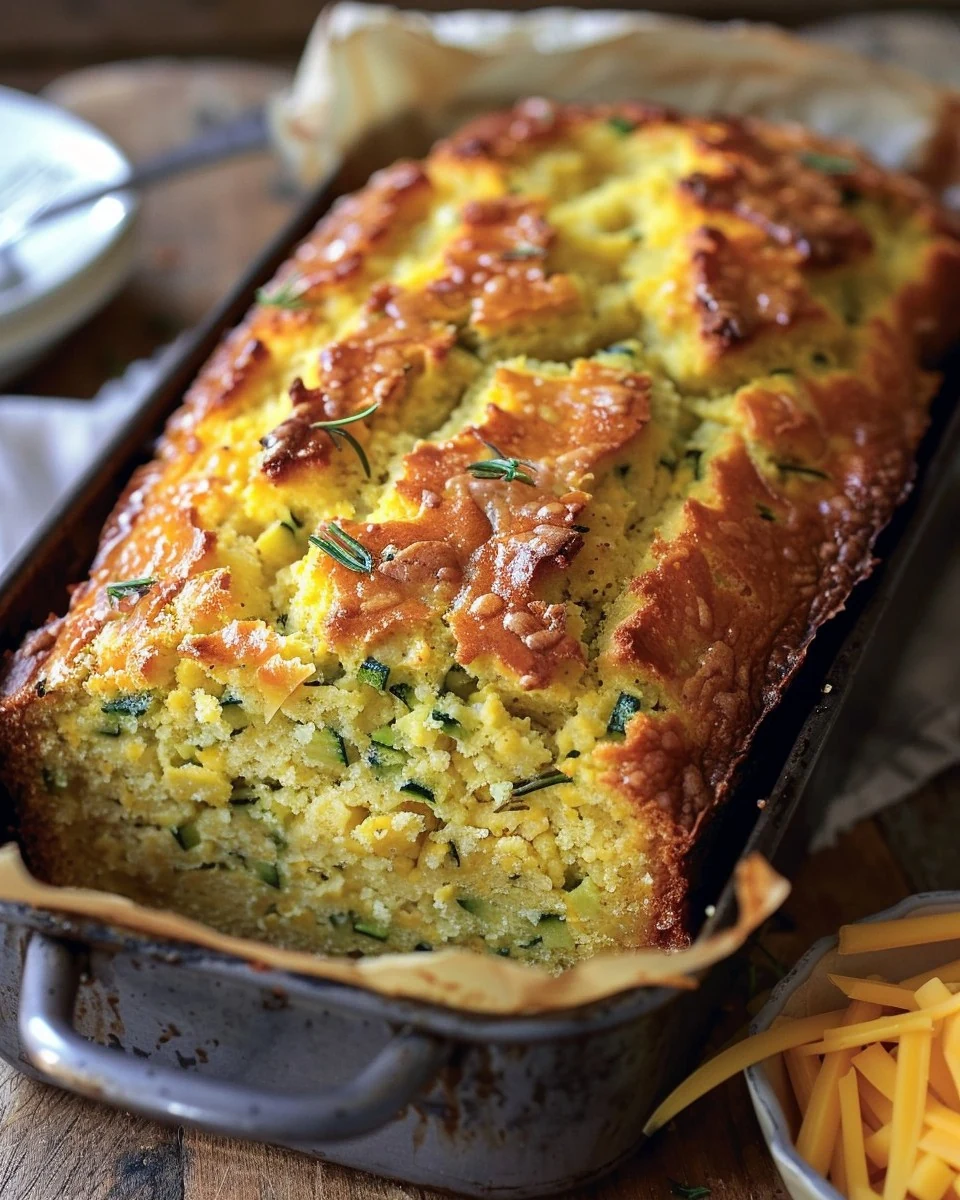 Delicious Courgette Cheddar Cornbread Recipe finished dish