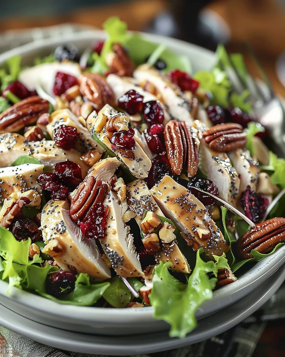 Delicious Cranberry Pecan Chicken Salad with Poppy Seed Dressing finished dish