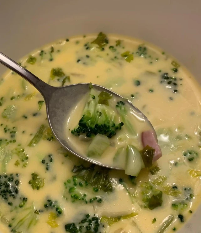 Delicious Creamy Broccoli Cheddar Soup Recipe finished dish