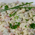 Delicious Creamy Macaroni Salad with Hard-Boiled Eggs and Veggies Recipe finished dish