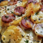 Delicious Creamy Scalloped Potatoes Kielbasa Recipe finished dish