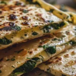Delicious Creamy Spinach Cheese and Garlic Gozleme Recipe finished dish