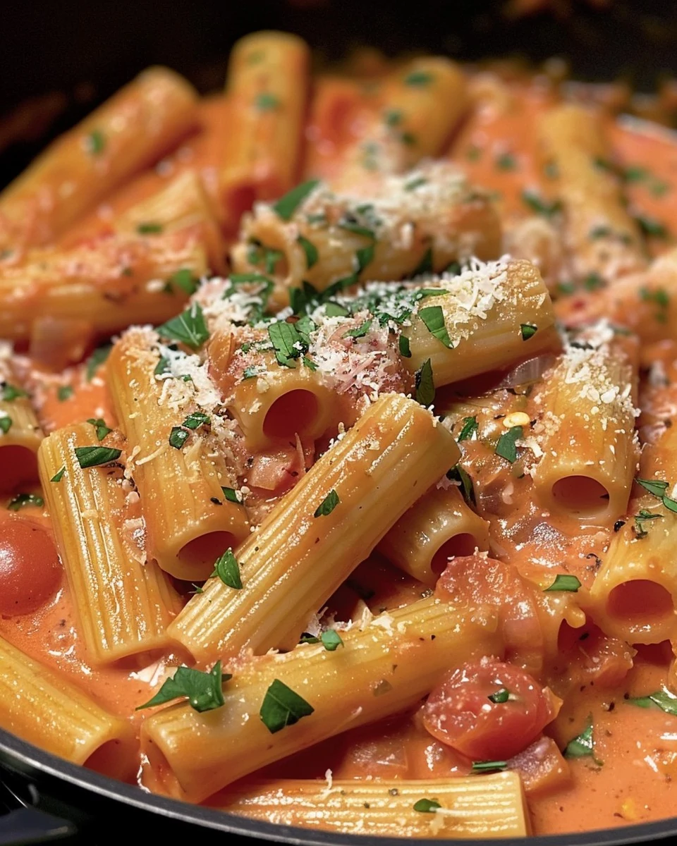 Delicious Creamy Tomato Rigatoni Recipe You’ll Love finished dish