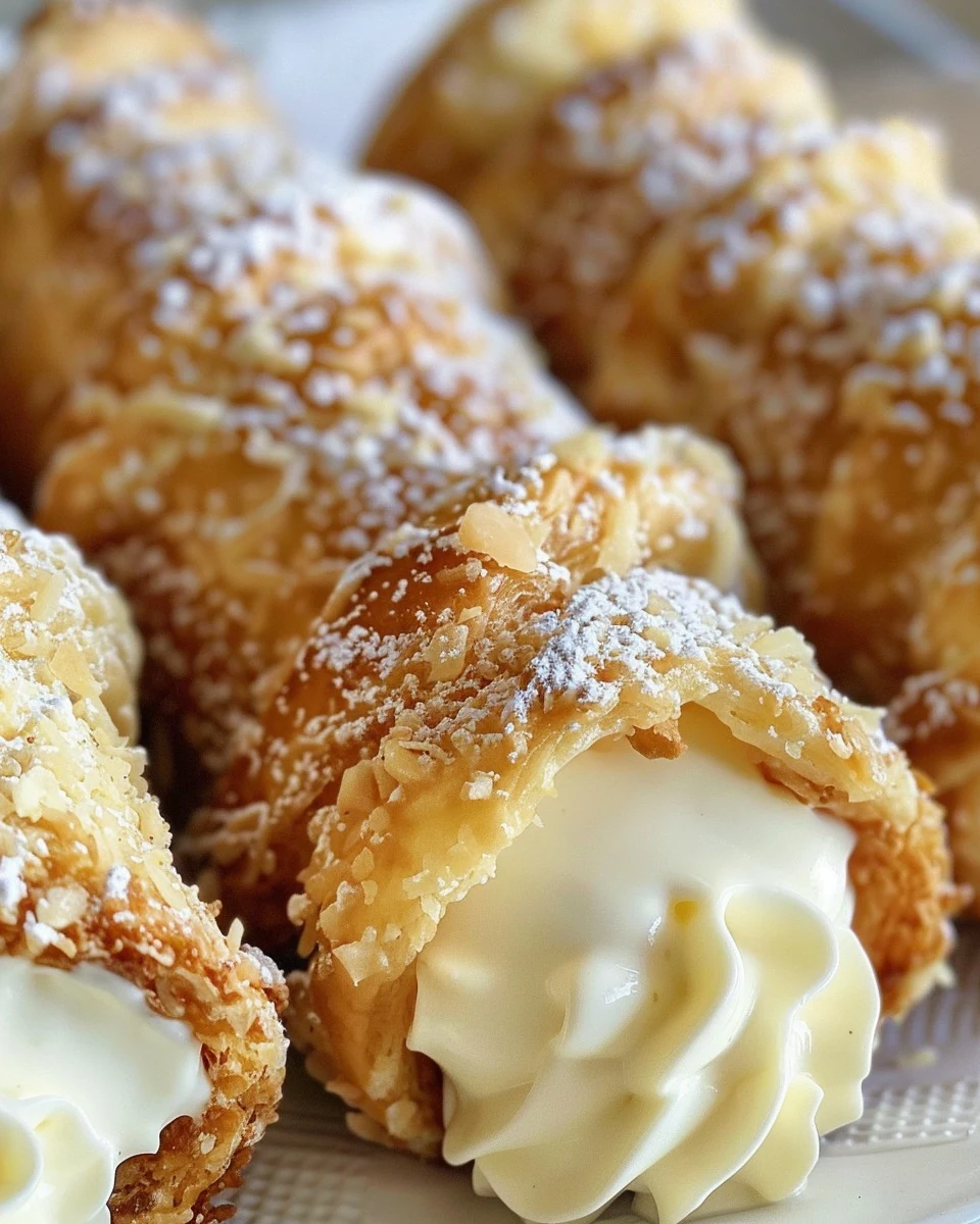 Delicious Crisp And Buttery Italian Cream Filled Cannoncini Recipe finished dish
