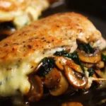 Delicious Delectable Cheesy Garlic Mushroom Chicken Recipe finished dish