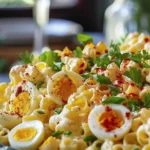 Delicious Deviled Egg Pasta Salad Recipe finished dish