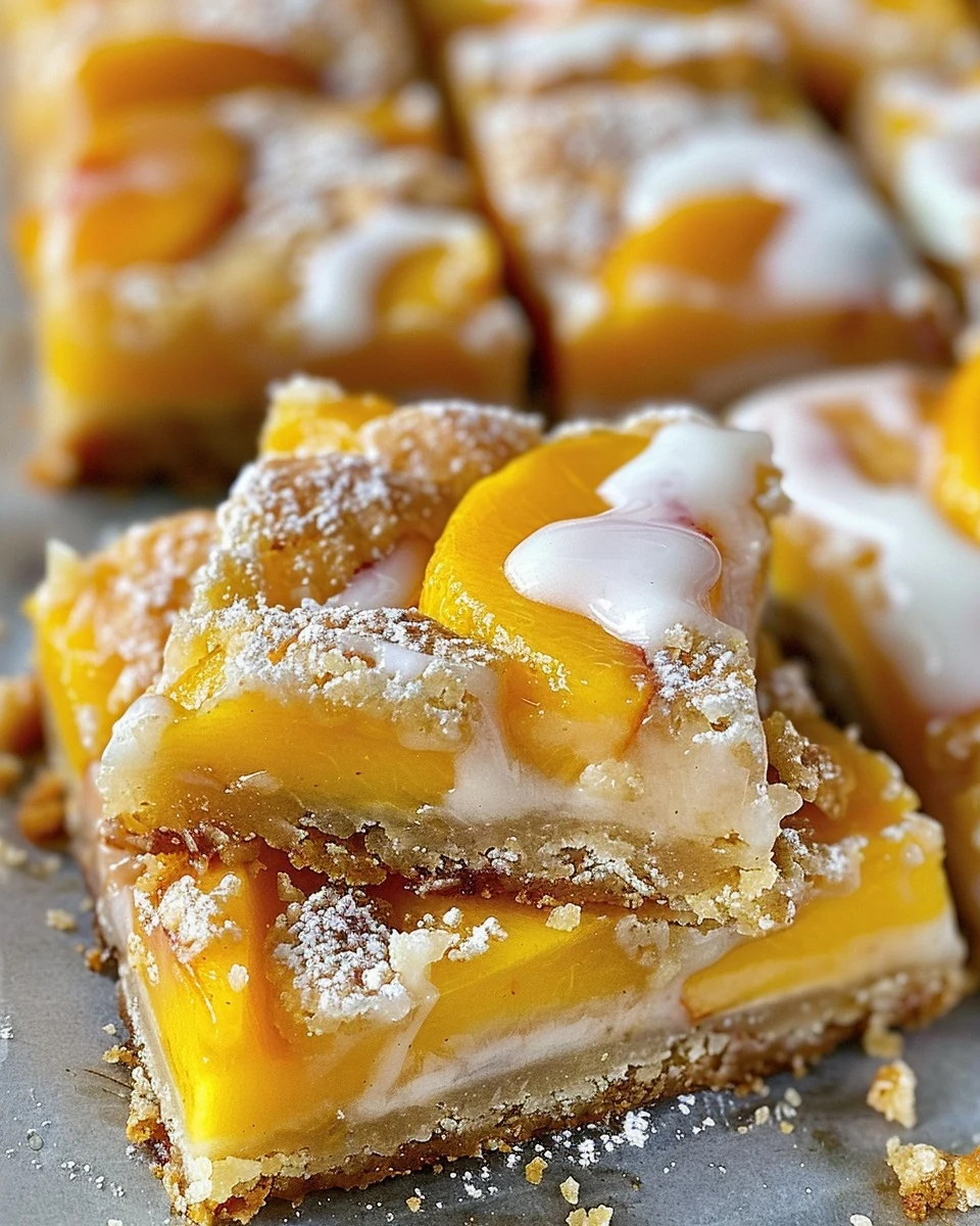 Delicious Easy Summer Peach Bars Recipe finished dish