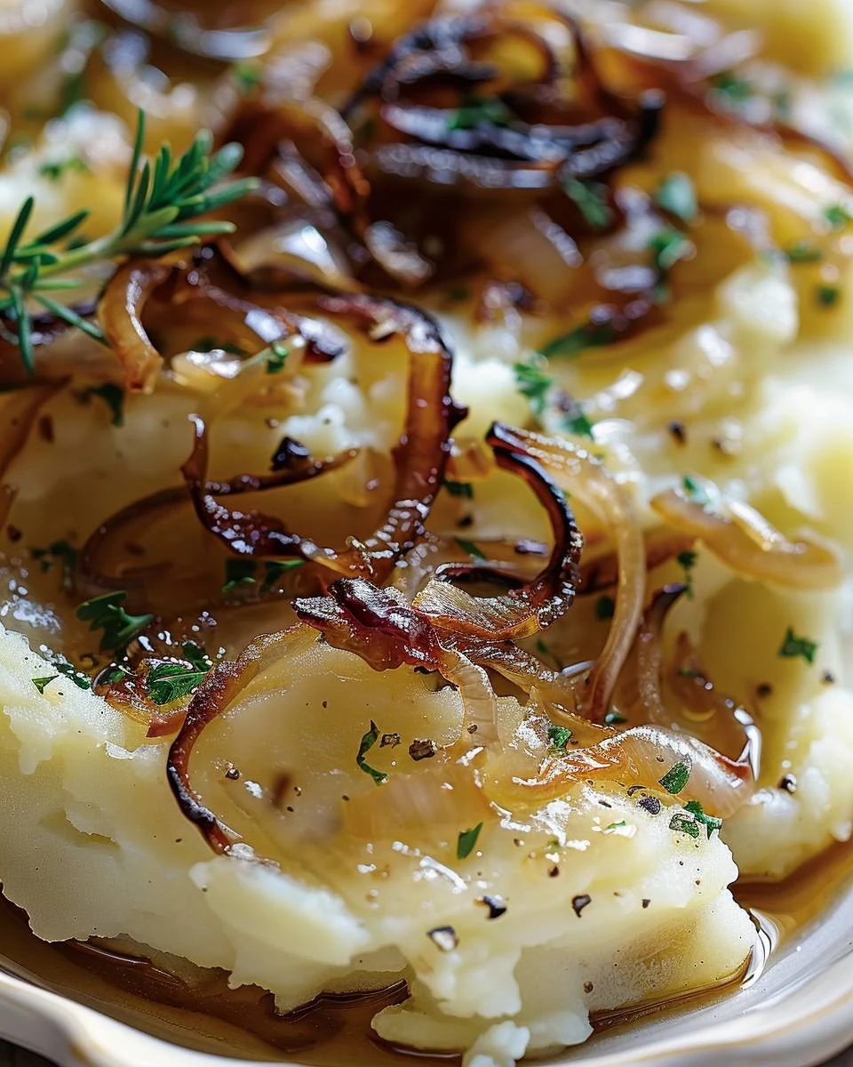 Delicious French Onion Smashed Potatoes Recipe finished dish