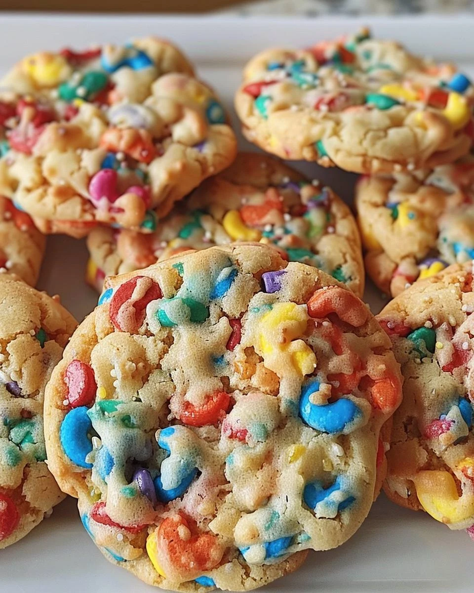 Delicious Fruity Pebbles Cookies Recipe finished dish