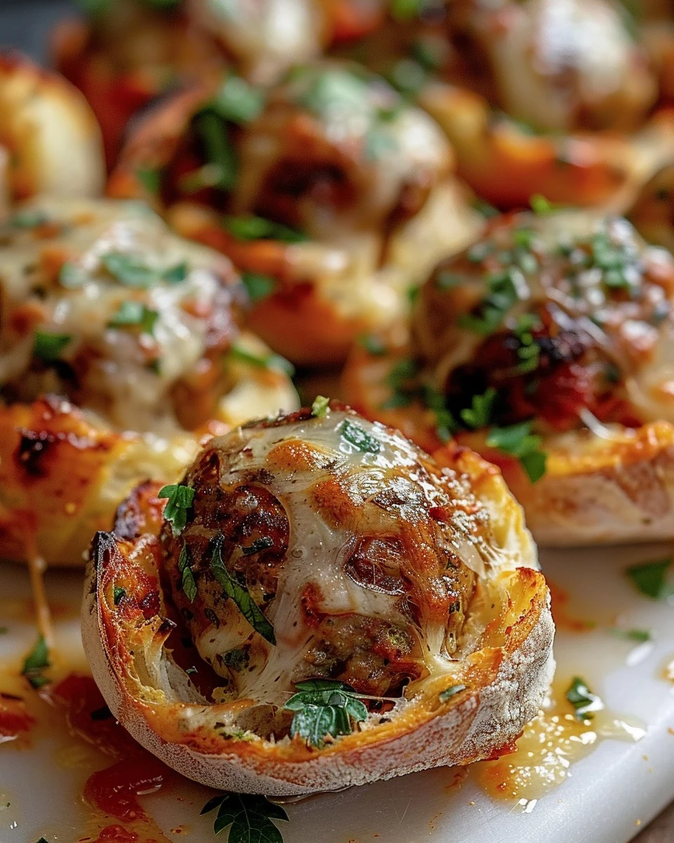 Delicious Garlic Bread Meatball Bombs Recipe finished dish