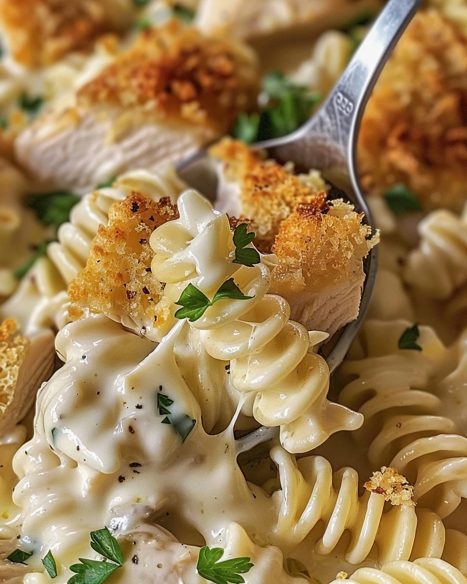 Delicious Garlic Parmesan Chicken Pasta Bake Recipe finished dish