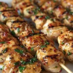 Delicious Garlic Parmesan Chicken Skewers Recipe finished dish