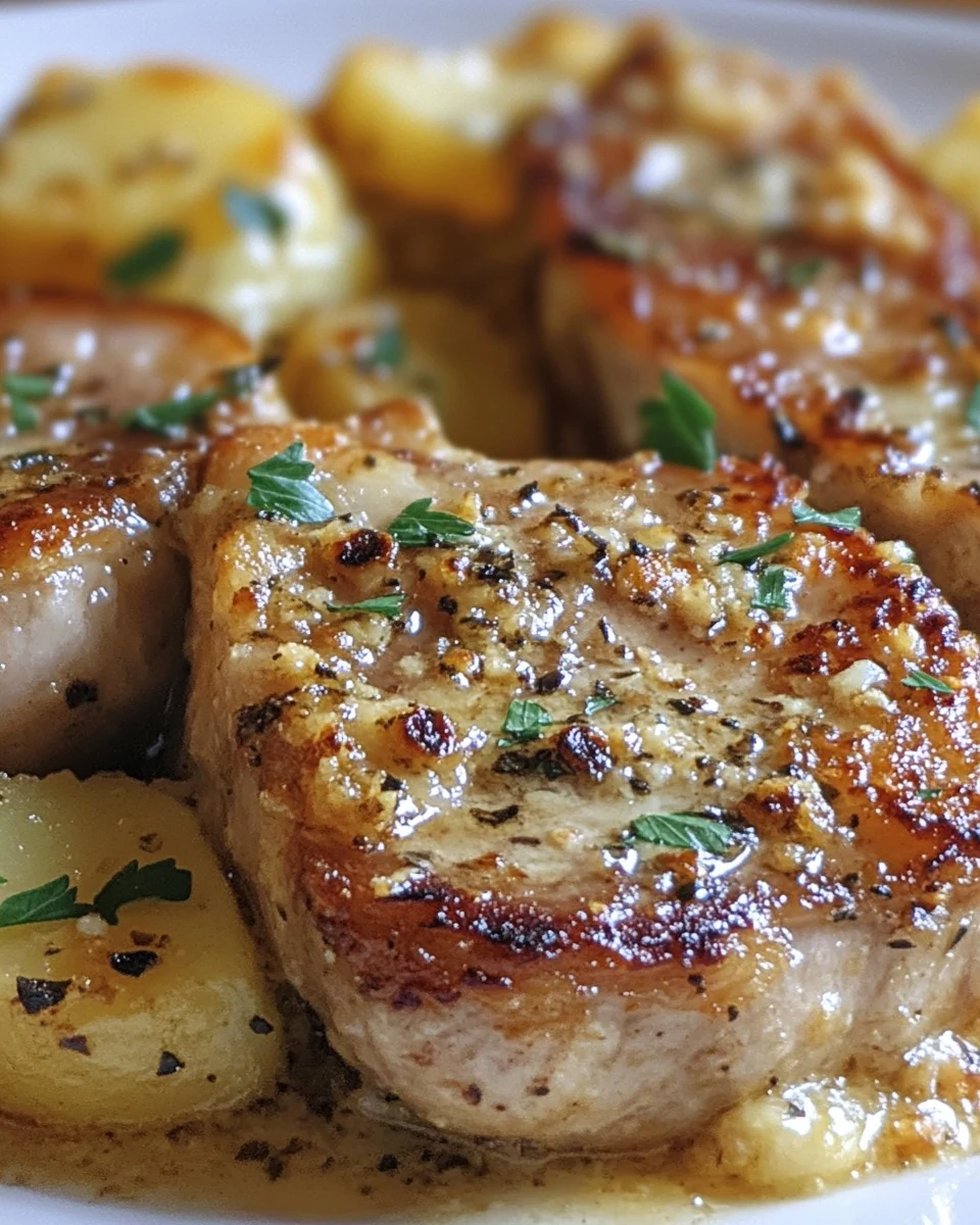 Delicious Garlic Parmesan Pork Chops with Cheesy Scalloped Potatoes