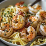 Delicious Garlicky Shrimp Scampi with Linguine Recipe finished dish