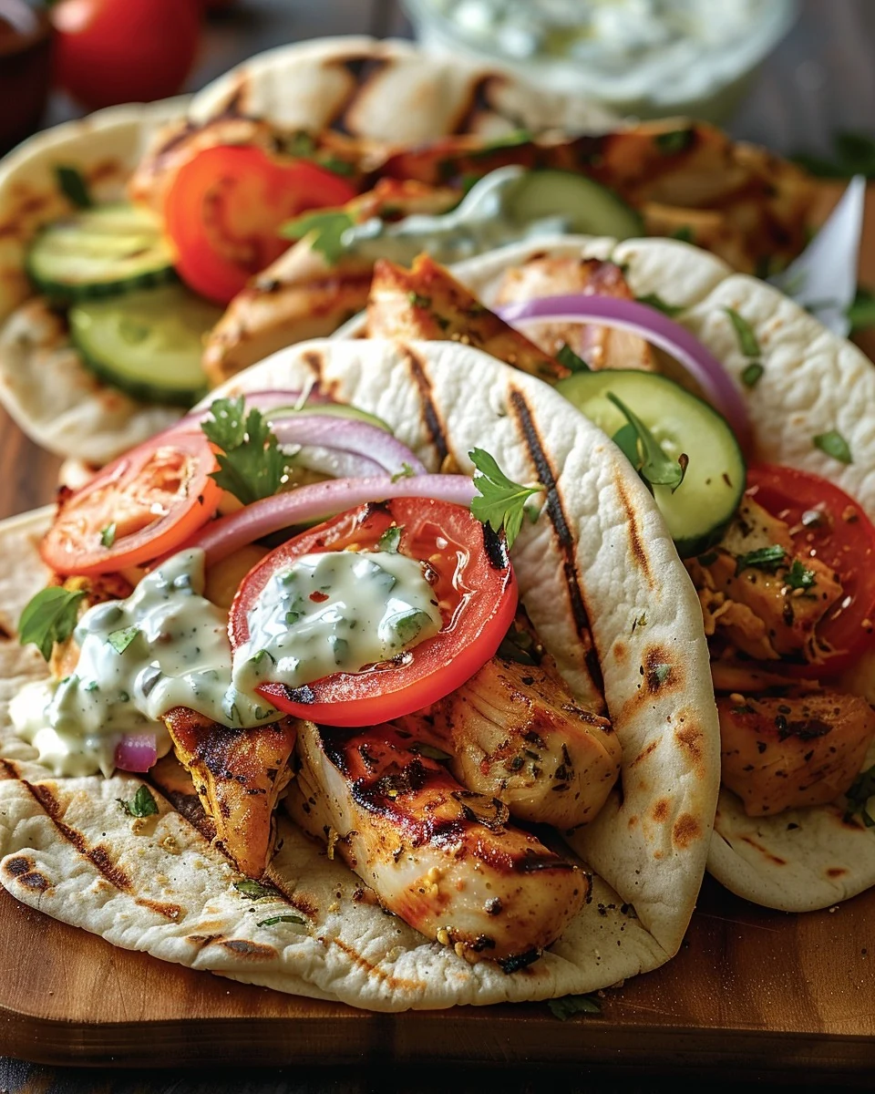 Delicious Greek-Style Chicken Gyros with Homemade Tzatziki Recipe finished dish