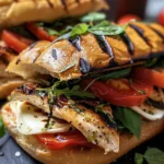 Delicious GRILLED CHICKEN CAPRESE SANDWICH Recipe finished dish