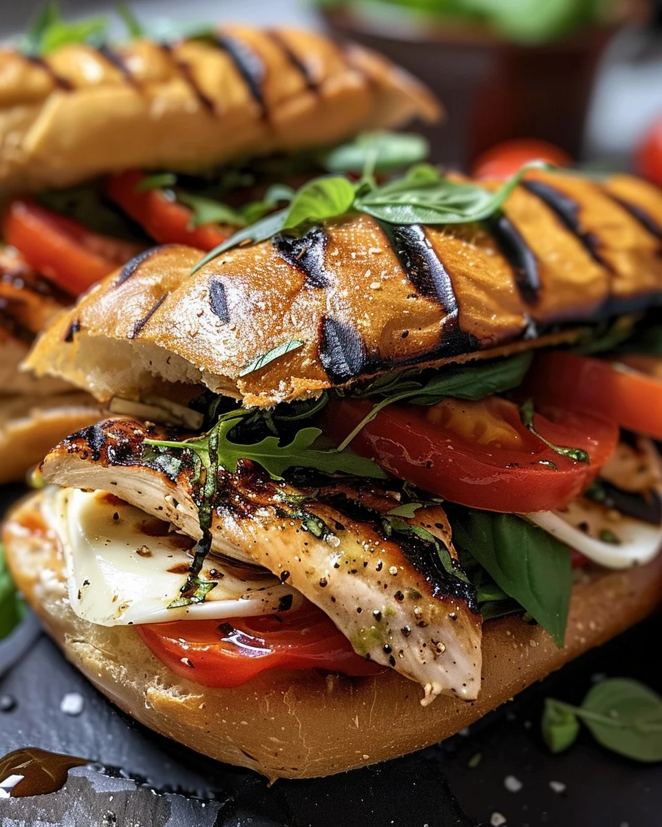 Delicious GRILLED CHICKEN CAPRESE SANDWICH Recipe finished dish