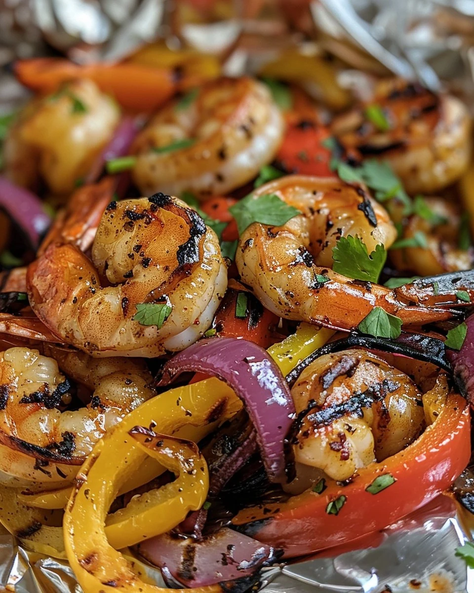 Delicious Healthy Grilled Shrimp Fajita Foil Pack Recipe finished dish