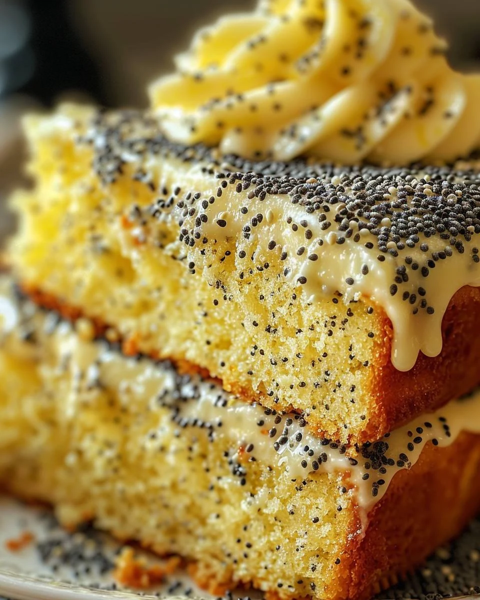 Delicious Homemade Lemon Poppy Seed Pudding Cake Recipe finished dish