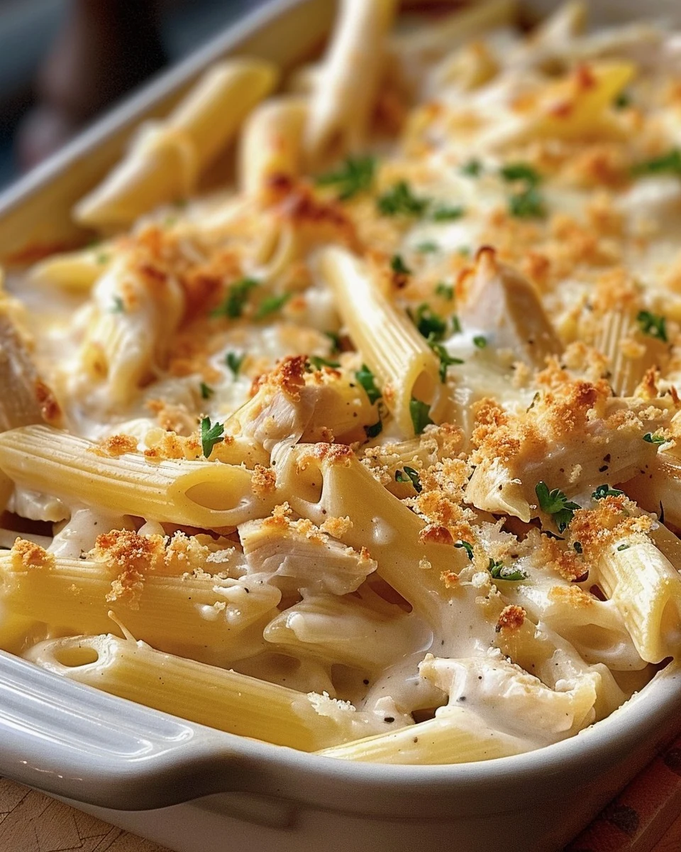 Delicious Homestyle Chicken Penne Casserole Recipe finished dish