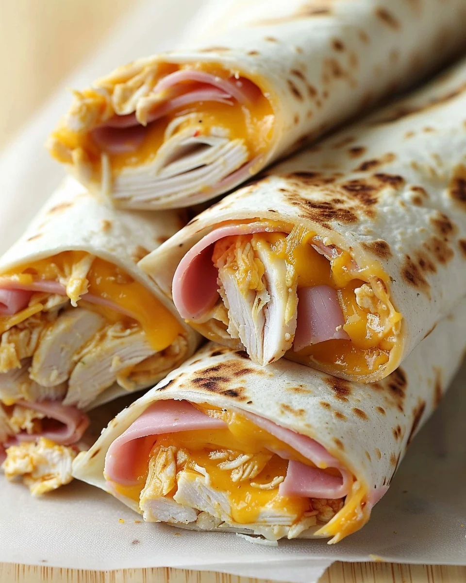 Delicious Hot Chicken Ham and Cheese Wraps Recipe
