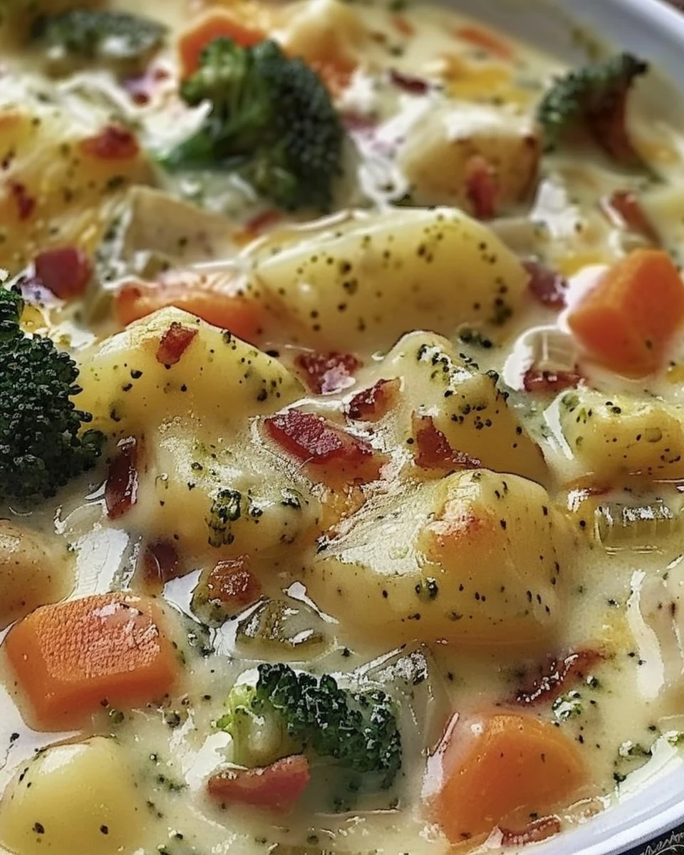 Delicious Loaded Broccoli Cheese Potato Soup Recipe finished dish