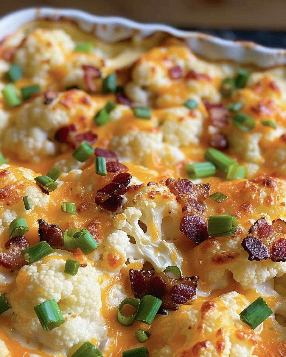 Delicious Loaded Cauliflower Casserole Recipe finished dish
