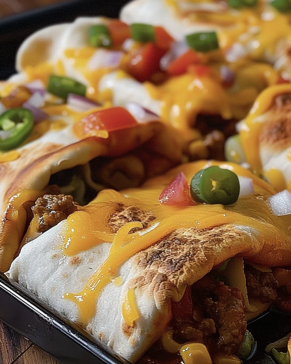 Delicious Loaded Cheesy Pocket Tacos Recipe finished dish