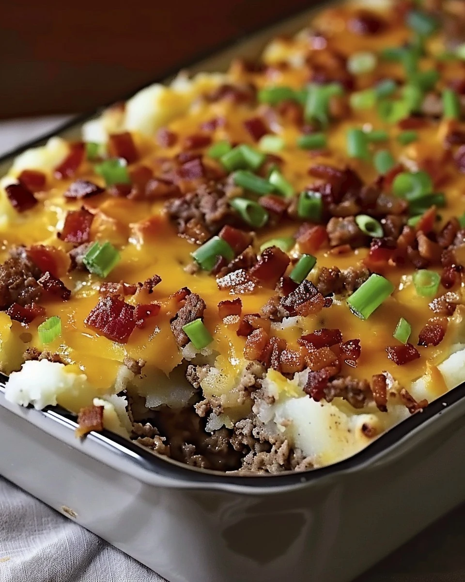 Delicious Loaded Potato Meatloaf Casserole Recipe