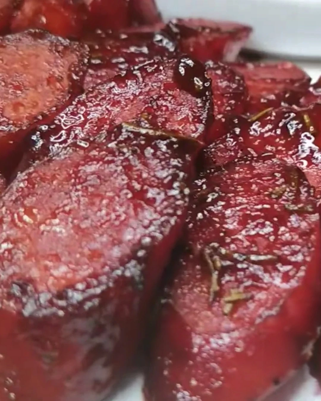 Delicious Maple BBQ Hasselback Kielbasa Bites Recipe finished dish