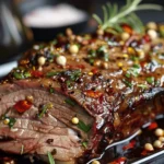 Delicious Maple Chilli Glazed Leg of Lamb Recipe finished dish