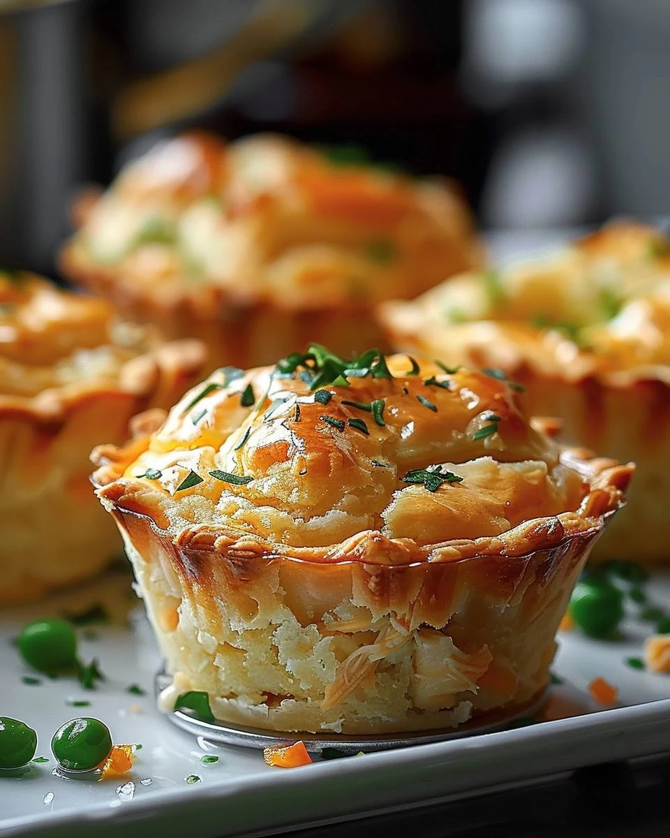 Delicious Mini Chicken Pot Pies Muffins Recipe finished dish
