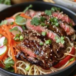 Delicious Miso Steak with Noodle Salad Recipe finished dish