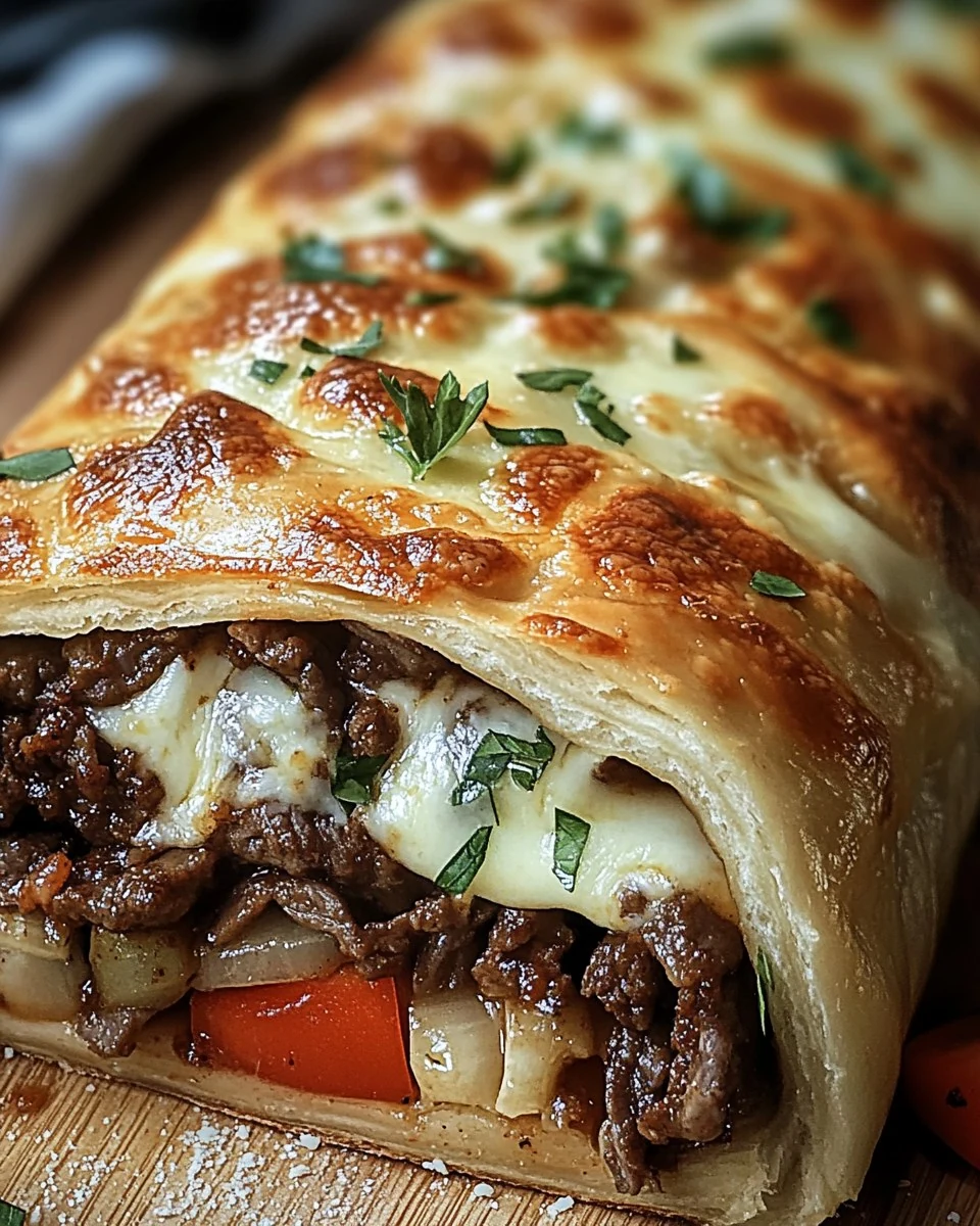 Delicious Mozzarella Cheesesteak Stromboli Recipe