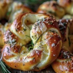 Delicious Mozzarella Stuffed Rosemary and Parmesan Soft Pretzels Recipe finished dish