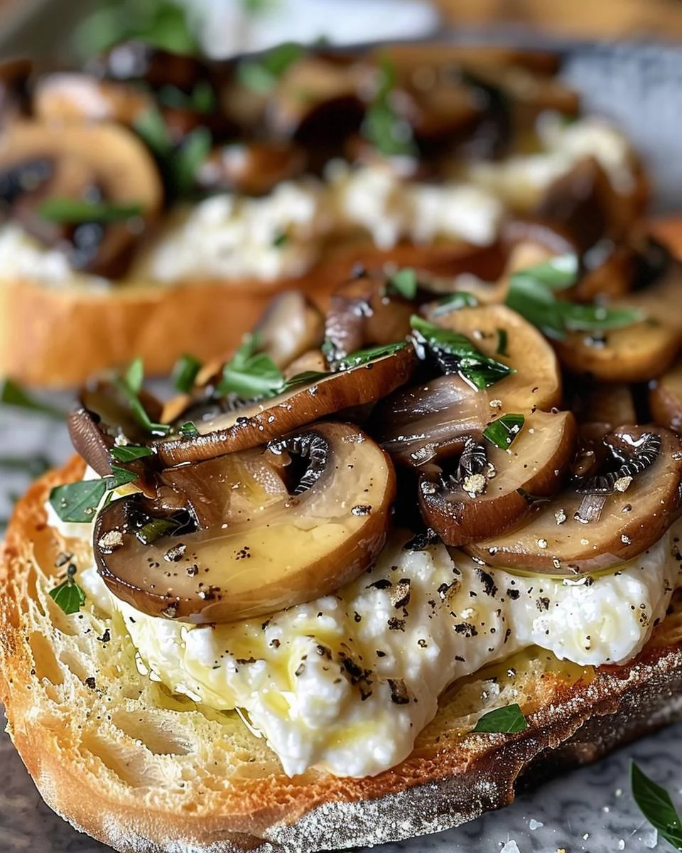 Delicious Mushroom Ricotta Open-Faced Sandwich Recipe finished dish