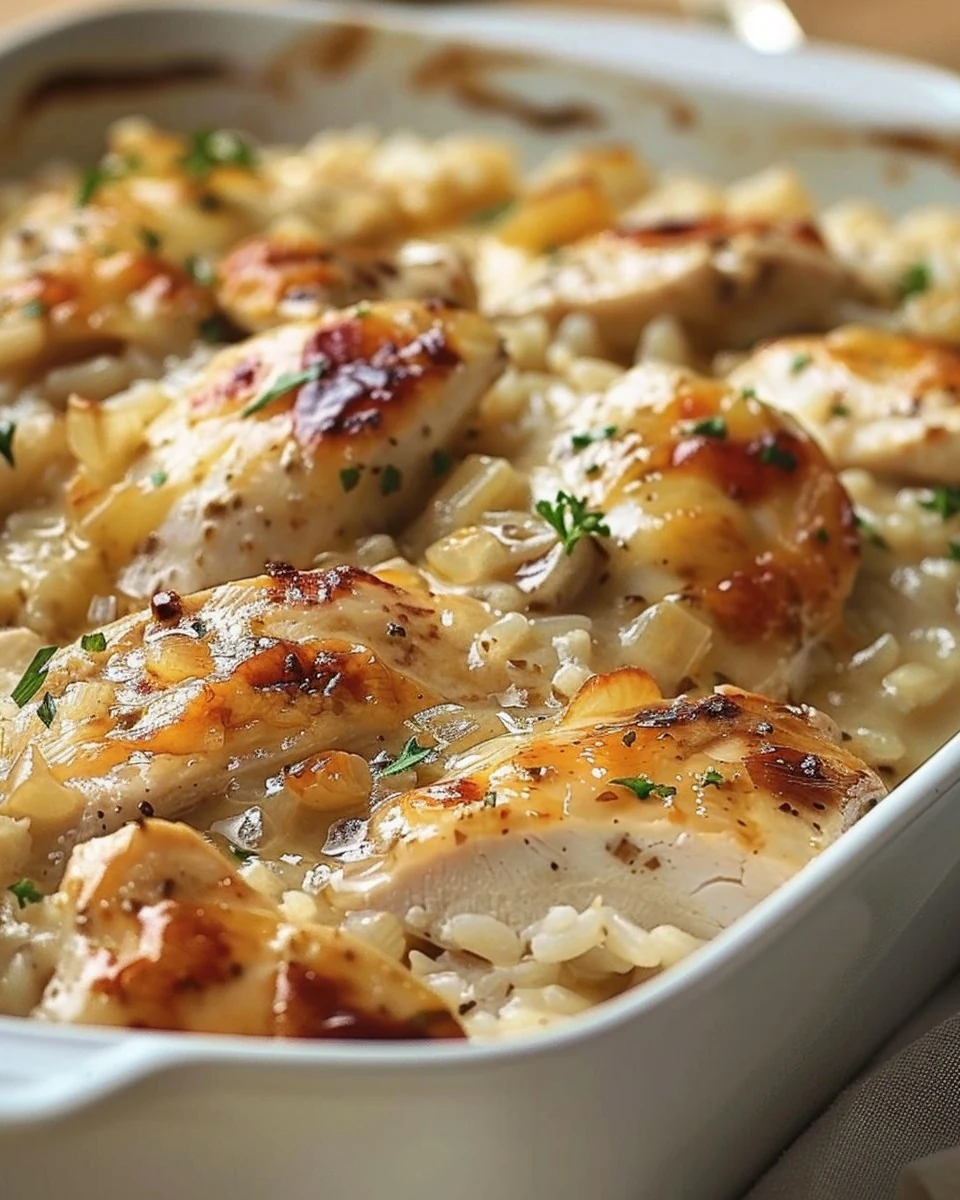 Delicious No-Peek Chicken Casserole Recipe finished dish