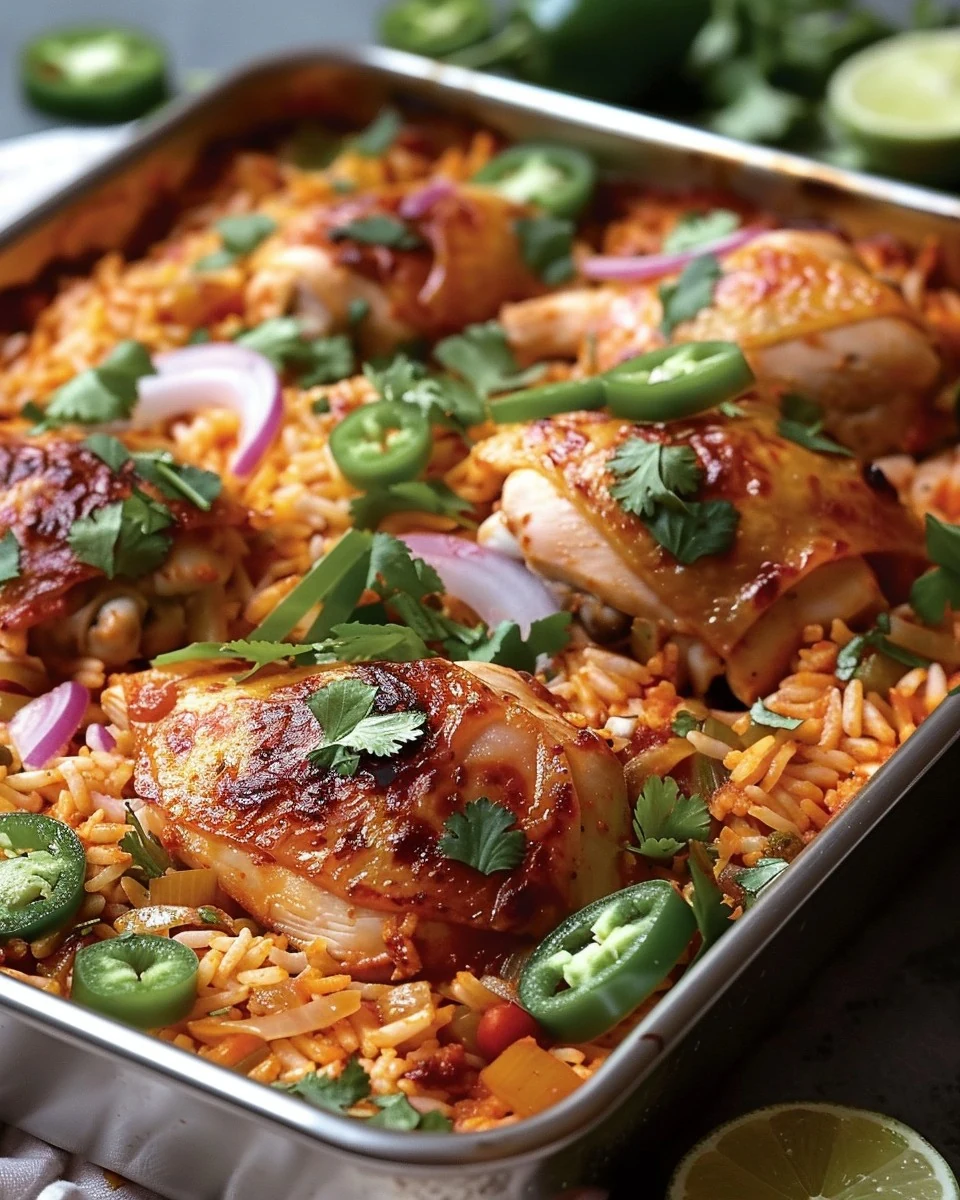 Delicious One-Pan Mexican Chicken and Rice Bake Recipe finished dish