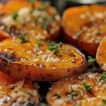 Delicious Parmesan Garlic Roasted Sweet Potato Rounds finished dish