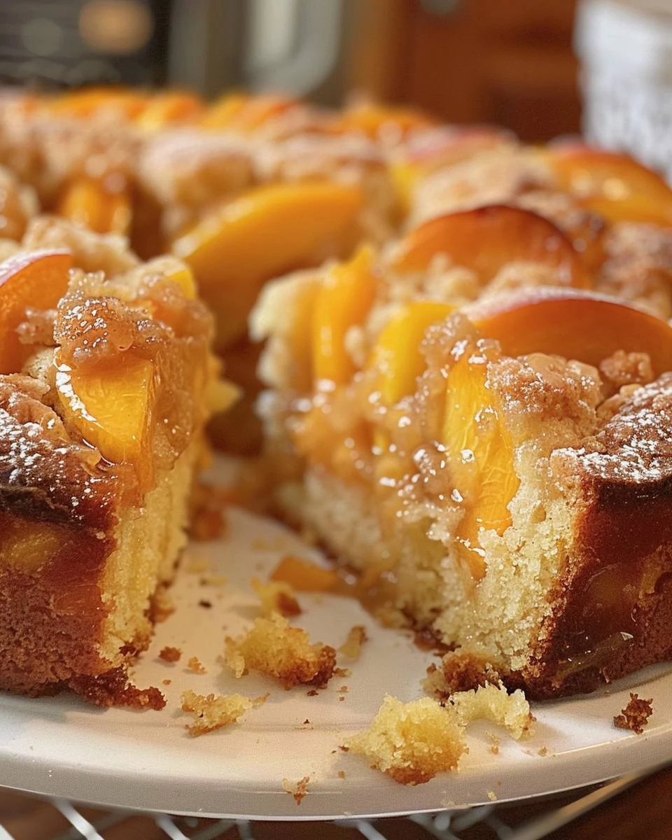 Delicious Peach Cobbler Pound Cake Recipe to Try finished dish