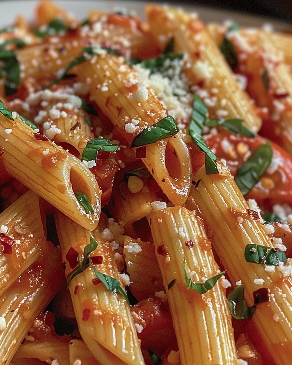 Delicious Penne allArrabbiata Spicy Tomato Pasta Recipe finished dish