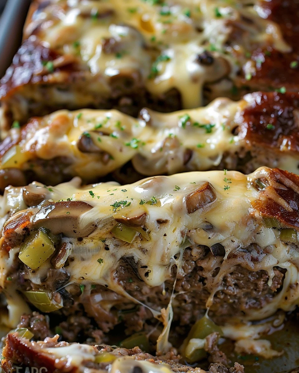 Delicious Philly Cheesesteak Meatloaf Recipe finished dish