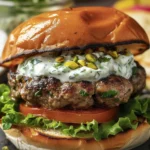 Delicious Pistachio Lamb Burger with Tzatziki Recipe finished dish