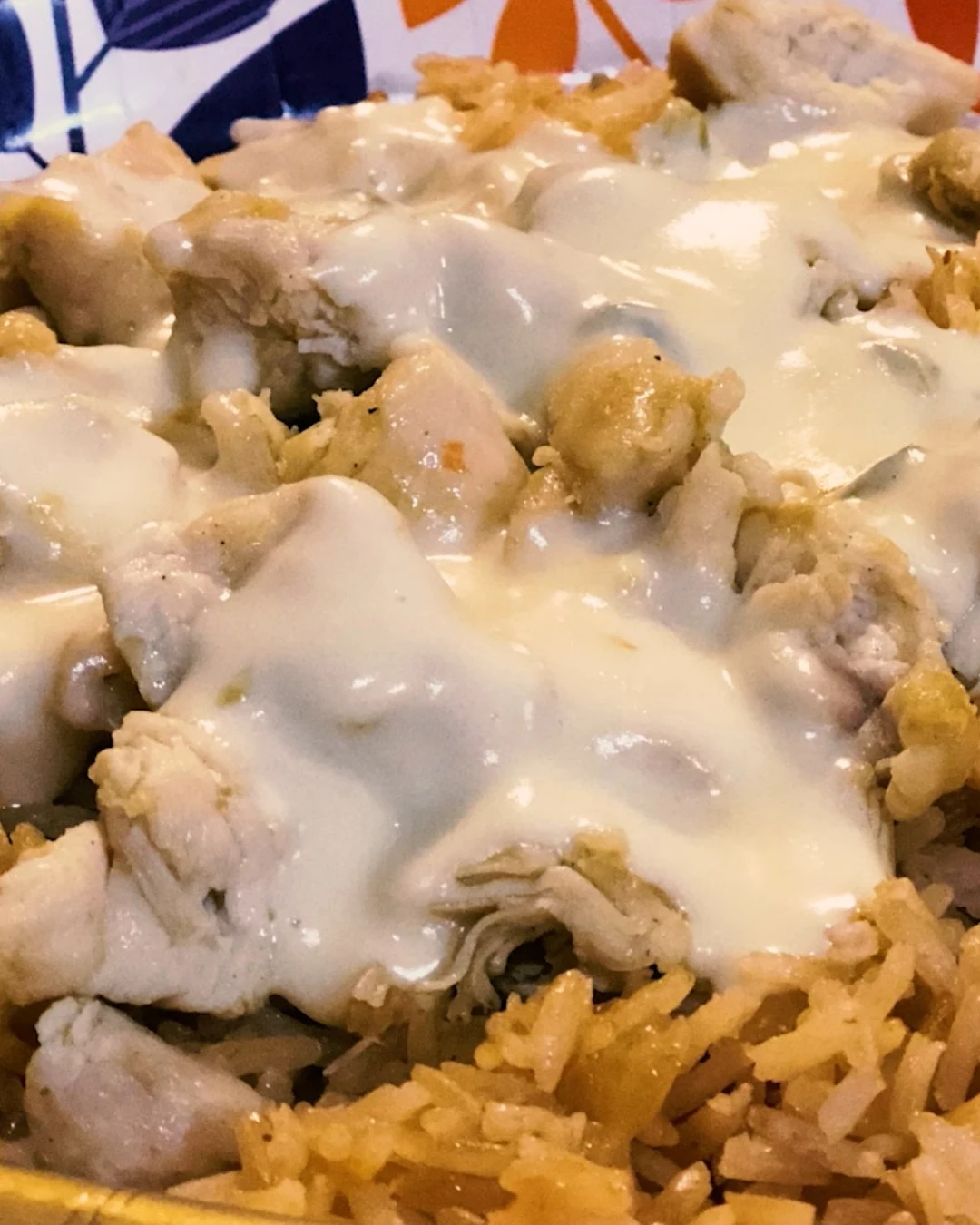 Delicious Pollo Loco Mexican Chicken and Rice with Queso finished dish